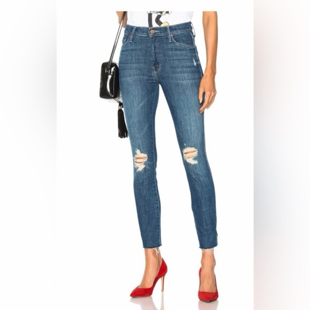 MOTHER denim revolve The Vamp Fray Crazy Like A Fox skinny ankle Jeans size 28